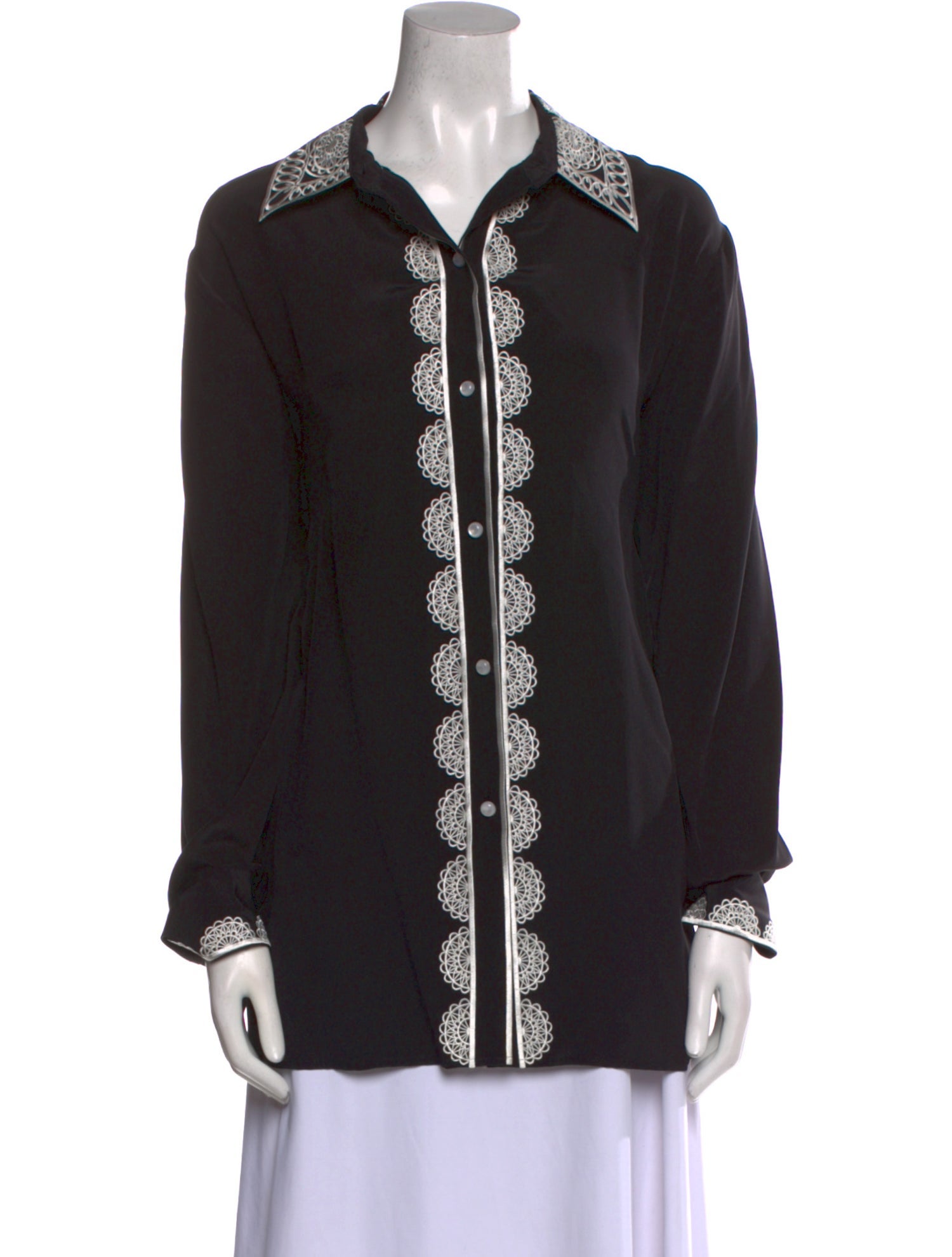 Bob Mackie Wearable Art Vintage Silk Button-Up Top