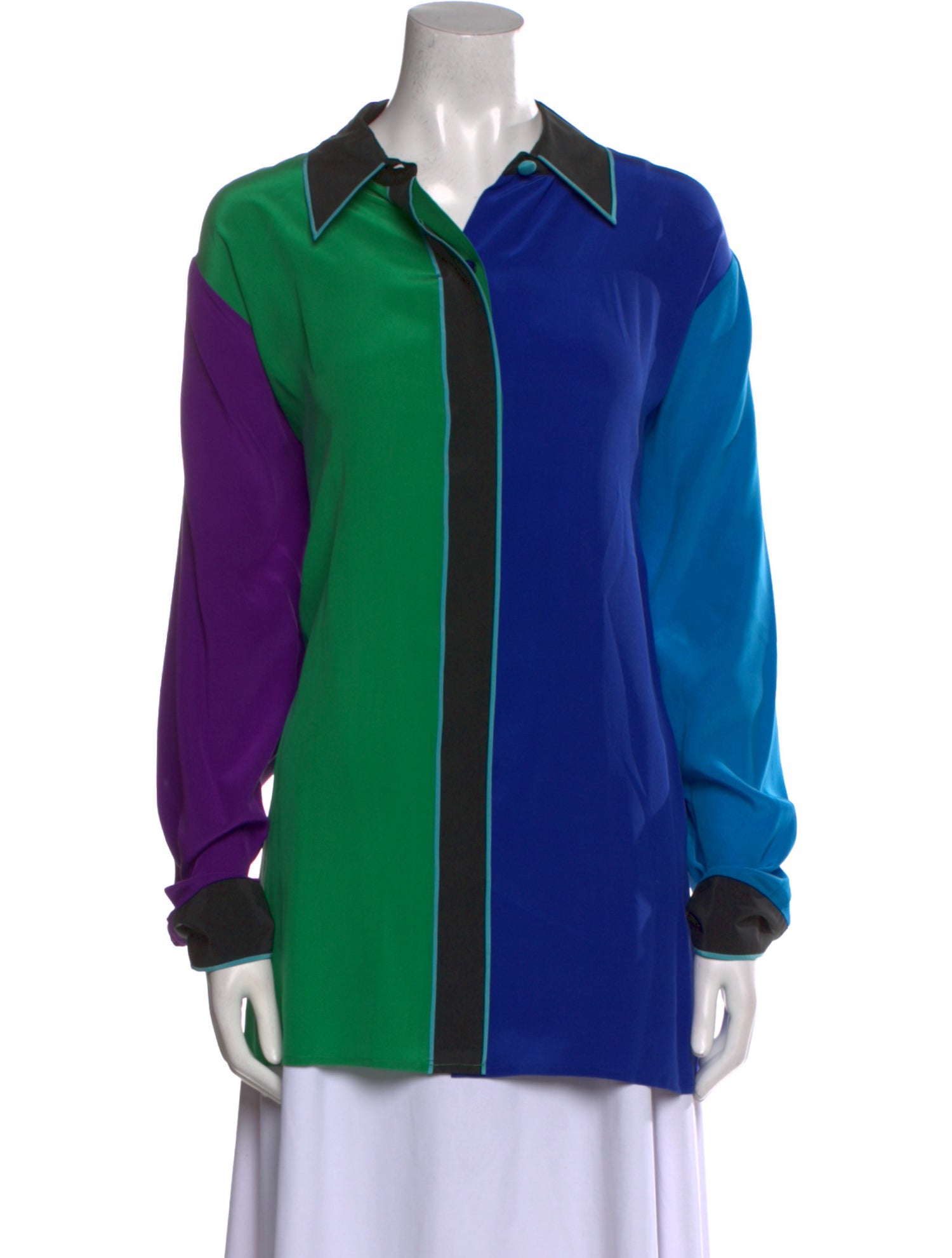 Bob Mackie Wearable Art Silk Long Sleeve Blouse