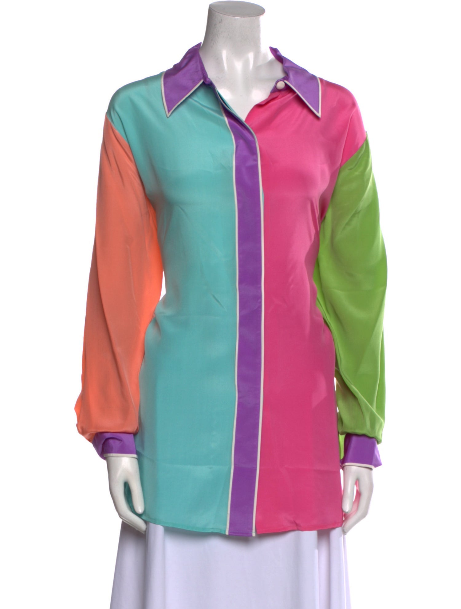 Bob Mackie Wearable Art Silk Colorblock Pattern Tunic