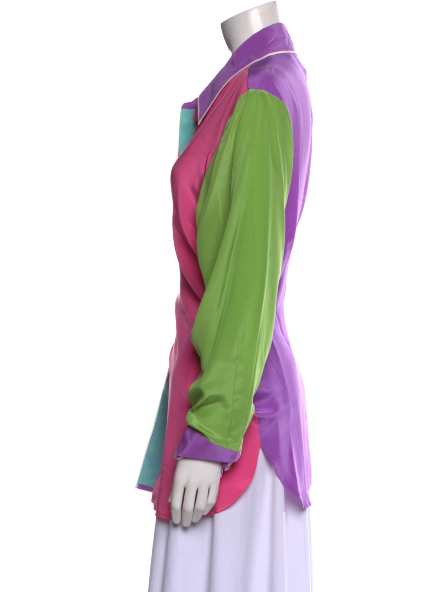 Bob Mackie Wearable Art Silk Colorblock Pattern Tunic