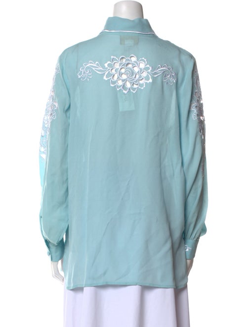 Bob Mackie Wearable Art Silk Long Sleeve Button-Up Top