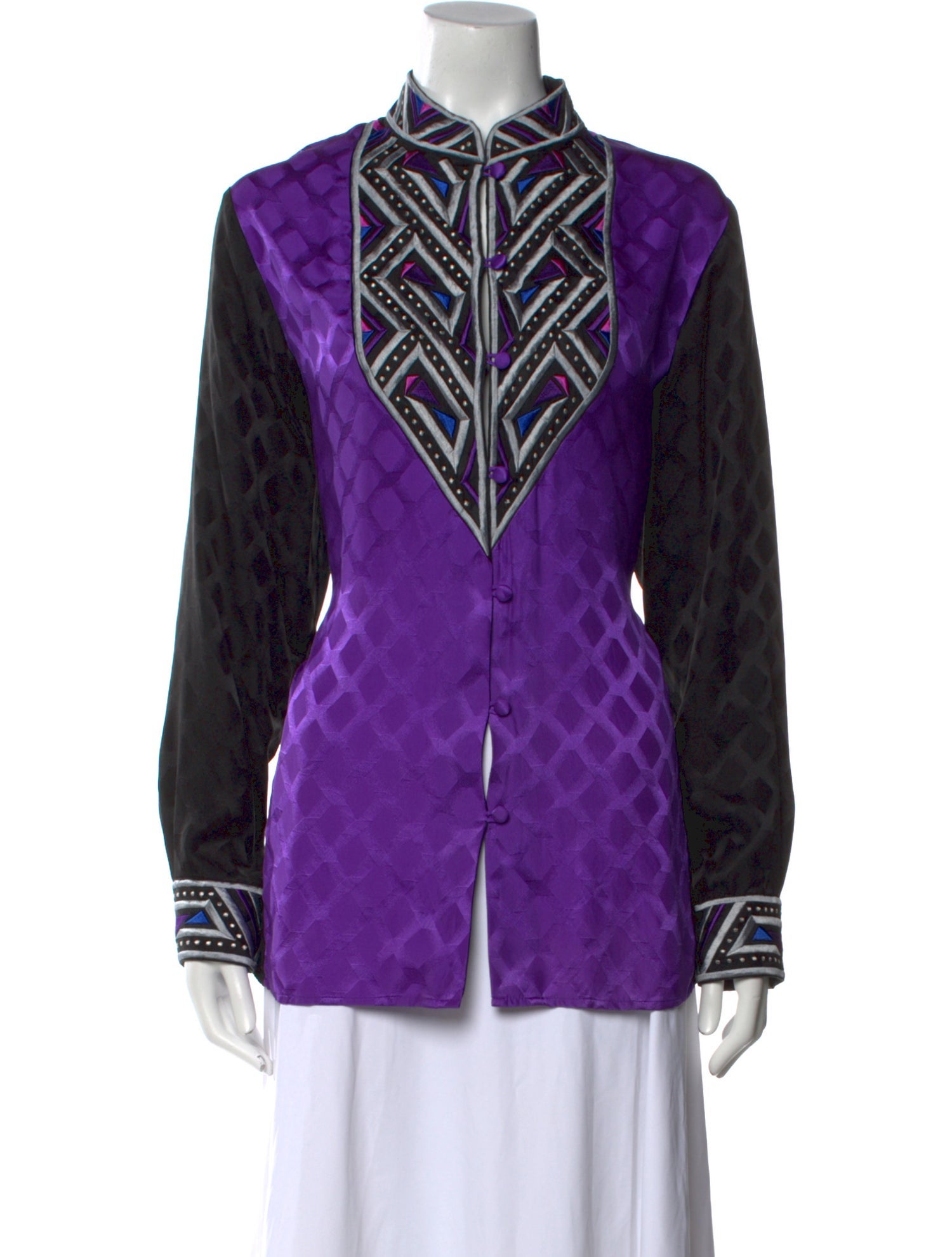 Bob Mackie Wearable Art Silk Colorblock Pattern Tunic