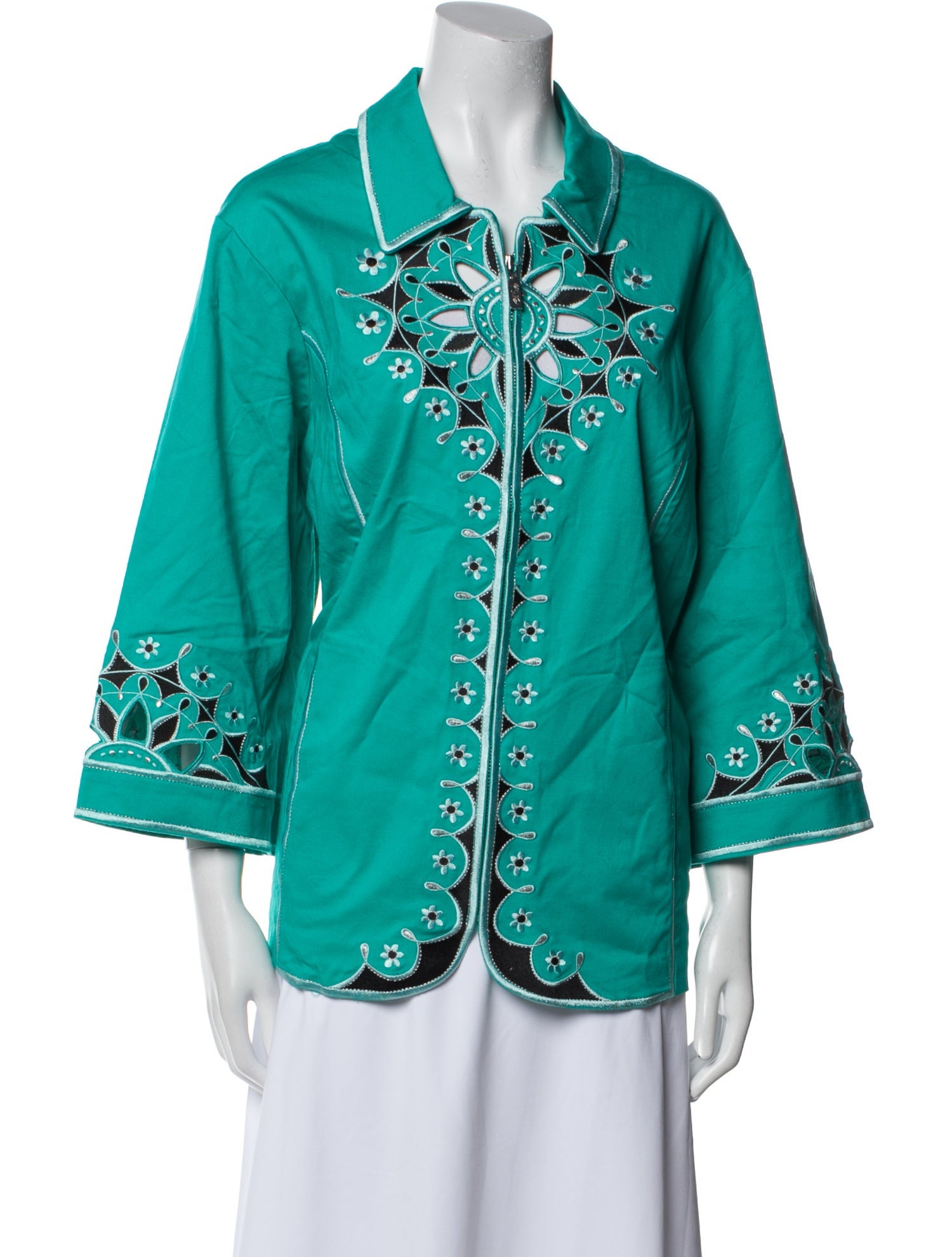 Bob Mackie Wearable Art Graphic Print Bomber Jacket