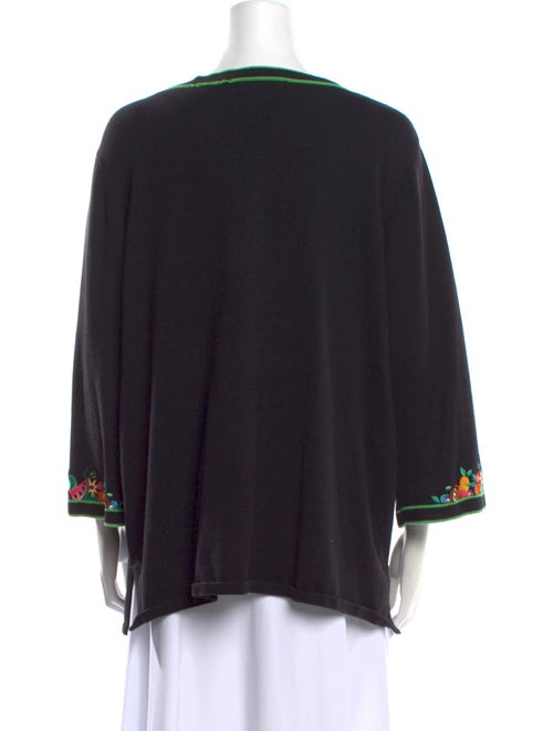 Bob Mackie Wearable Art Floral Print Scoop Neck Sweater