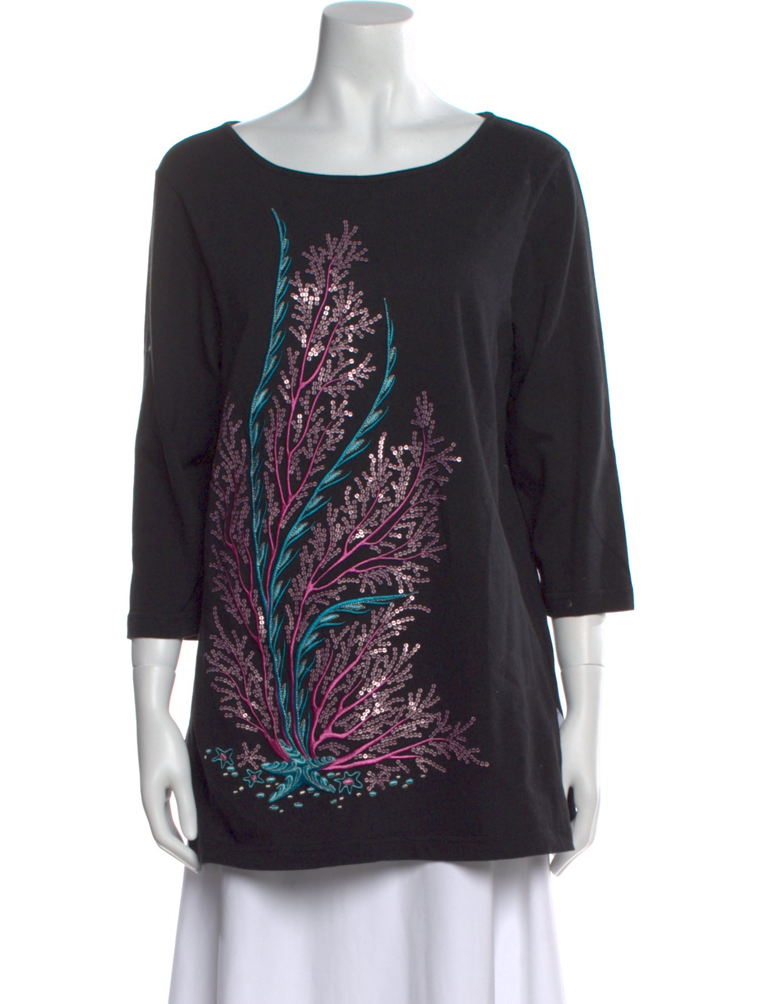 Bob Mackie Wearable Art Graphic Print Bateau Neckline Tunic