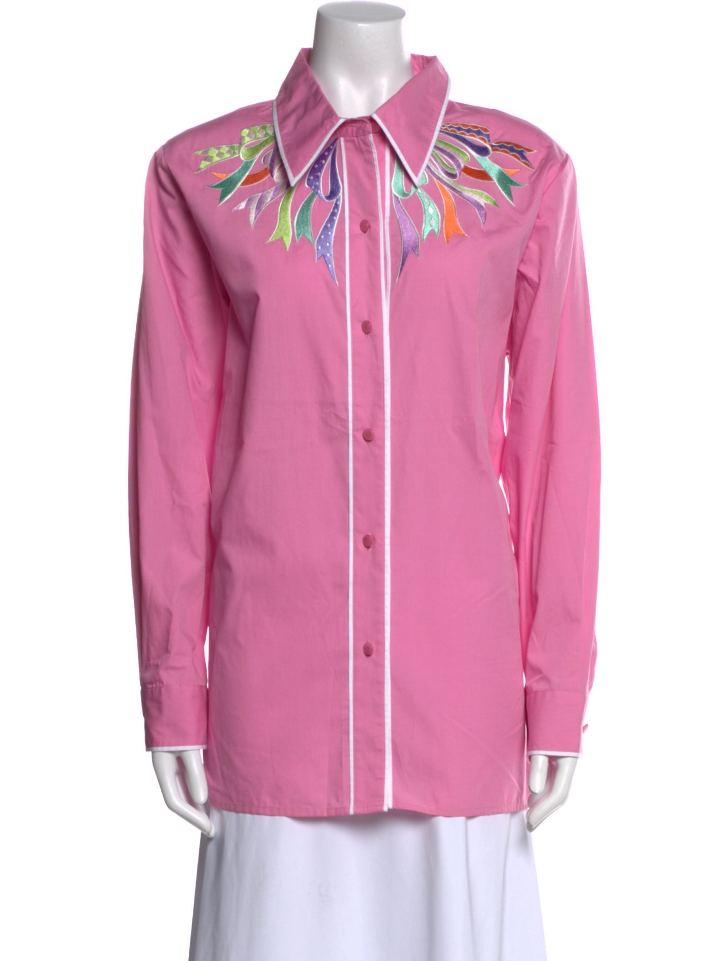 Bob Mackie Wearable Art Long Sleeve Button-Up Top