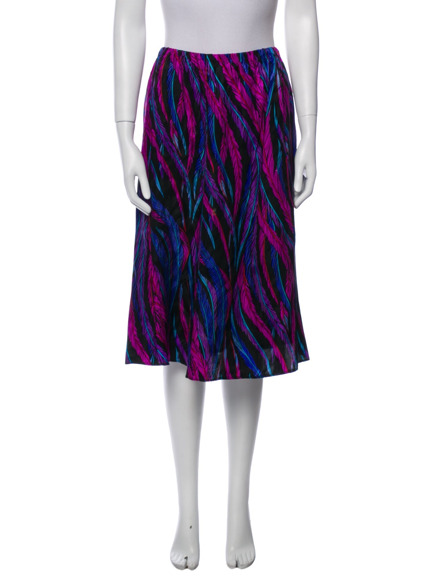 Bob Mackie Wearable Art Silk Knee-Length Skirt