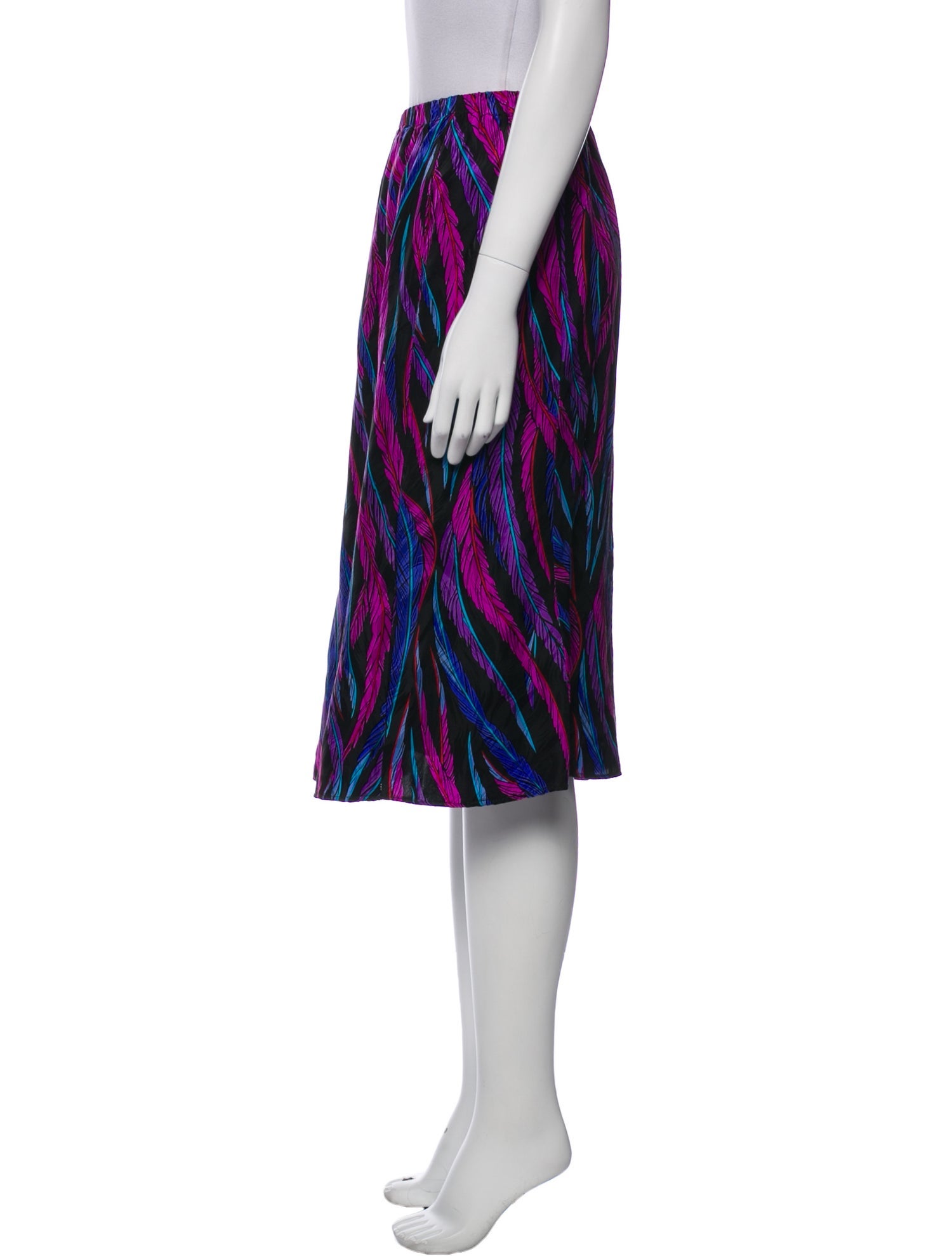 Bob Mackie Wearable Art Silk Knee-Length Skirt