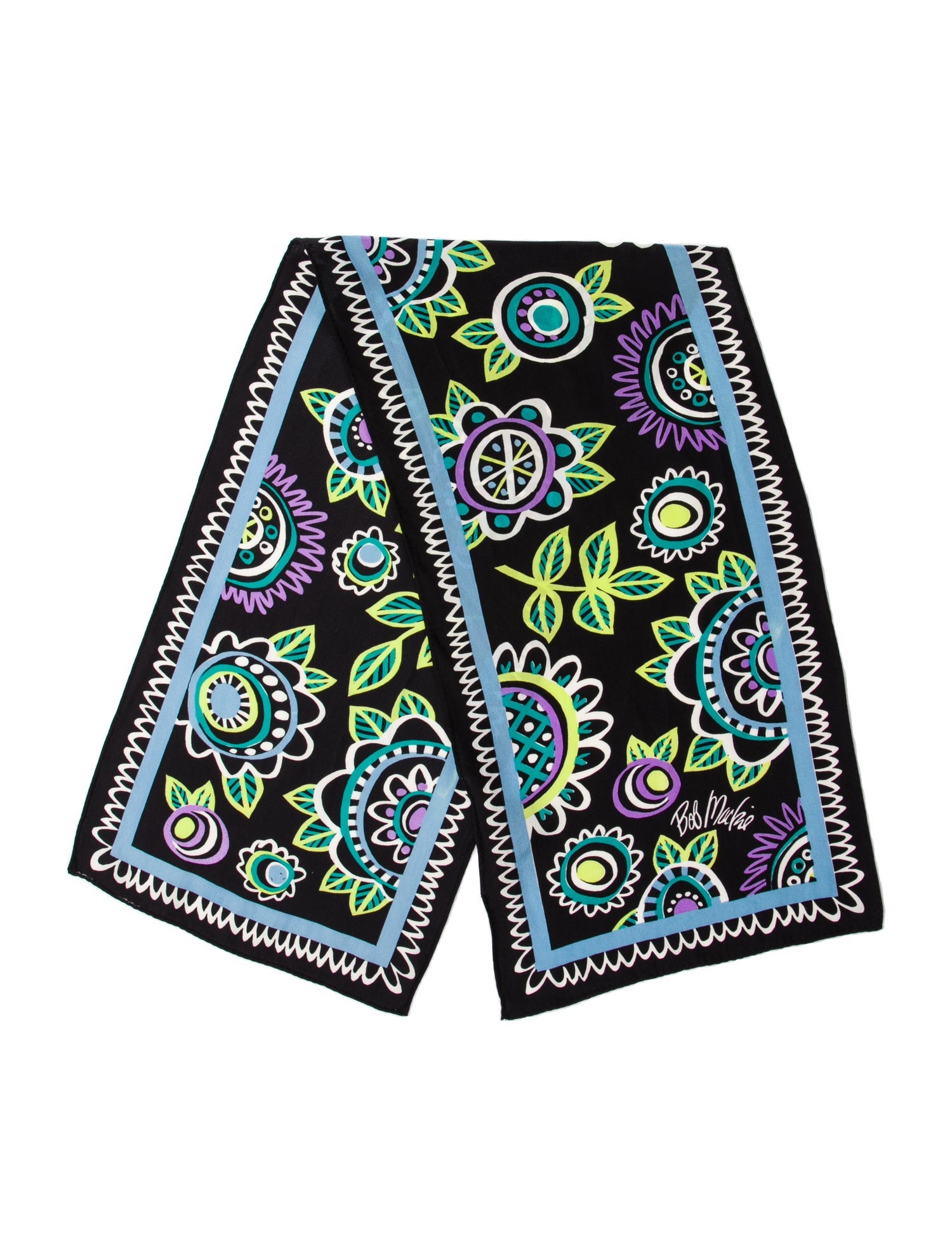 Bob Mackie Wearable Art Silk Floral Print Scarf