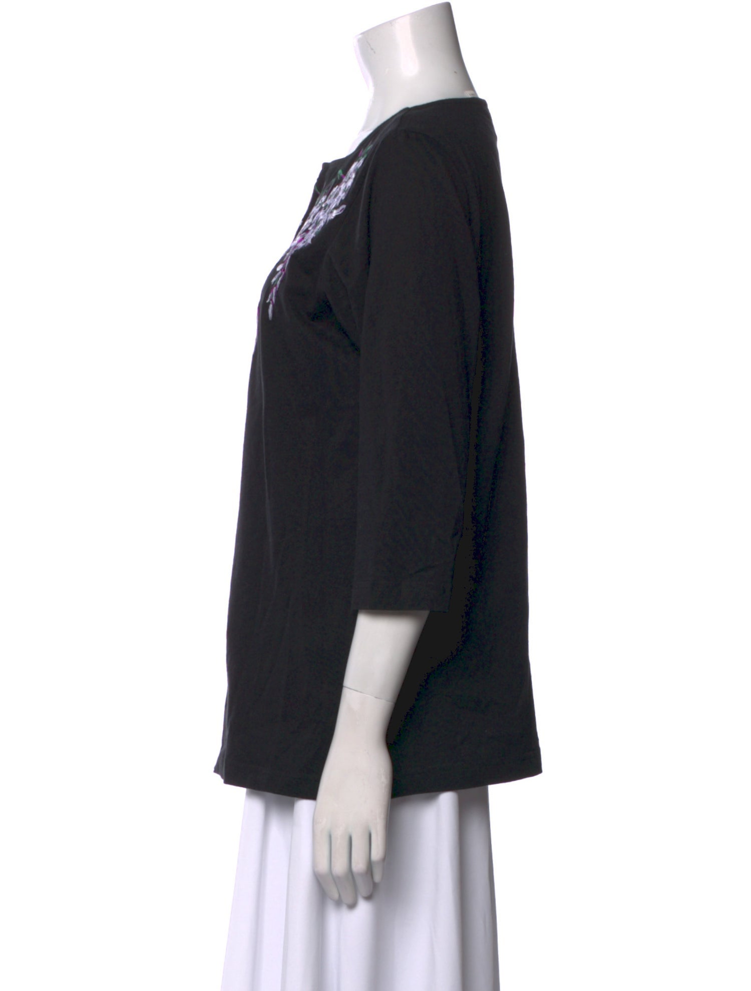 Bob Mackie Wearable Art Scoop Neck Three-Quarter Sleeve Top