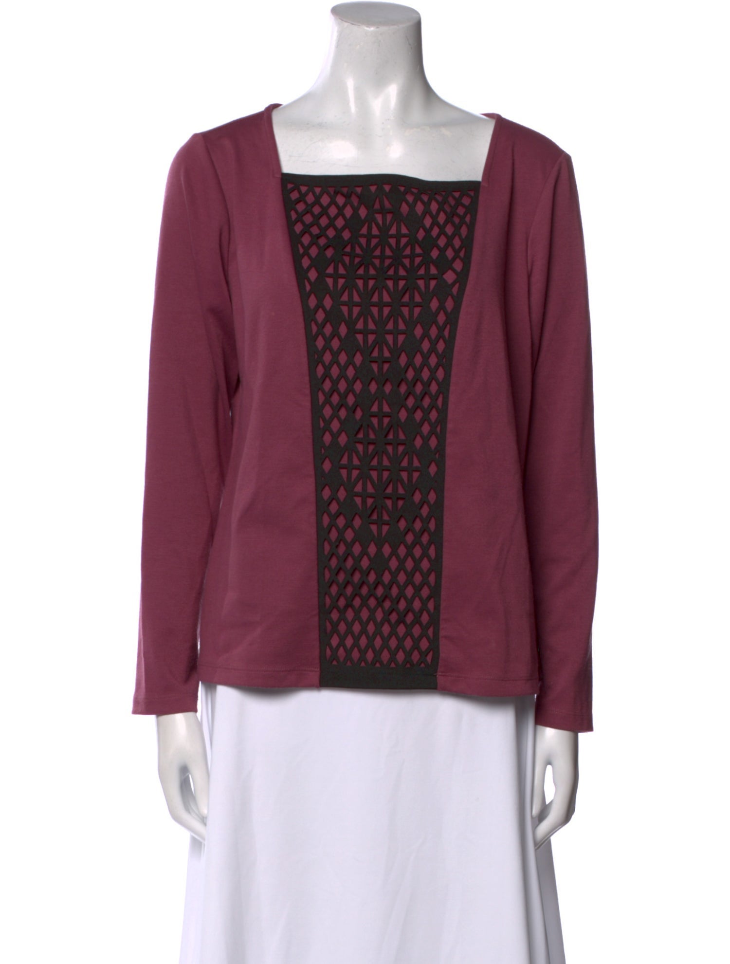 Bob Mackie Wearable Art Square Neckline Long Sleeve Blouse