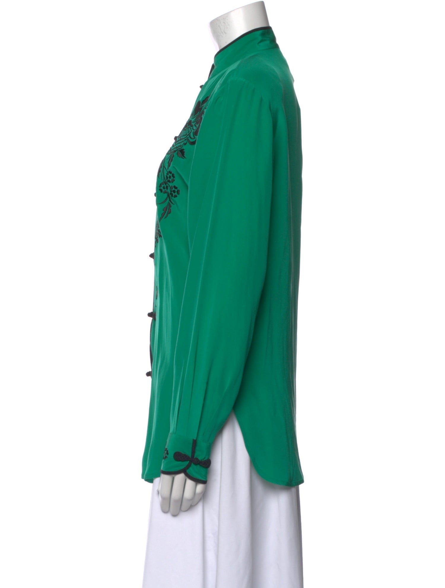 Bob Mackie Wearable Art Silk Printed Button-Up Top