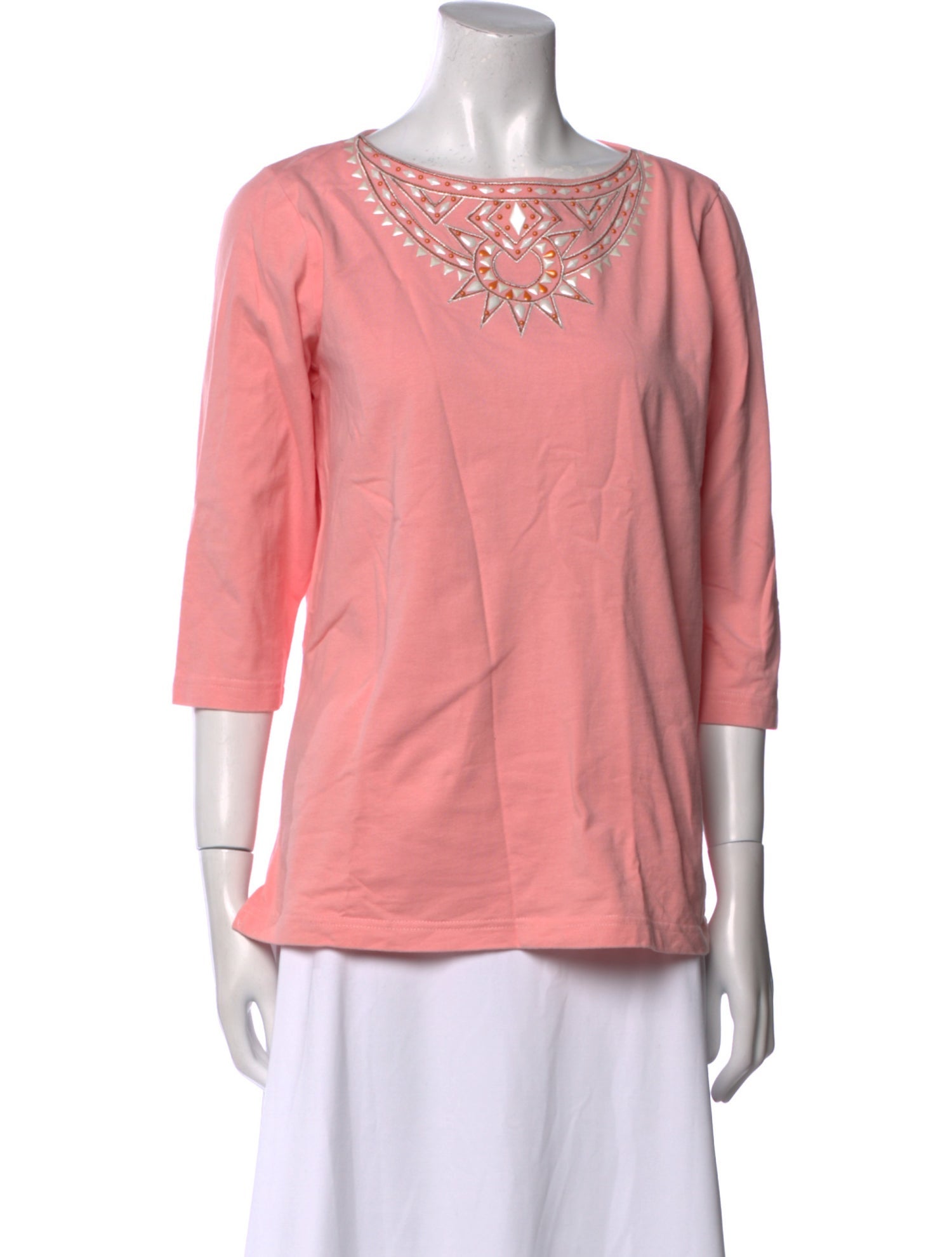 Bob Mackie Wearable Art Bateau Neckline Three-Quarter Sleeve Blouse