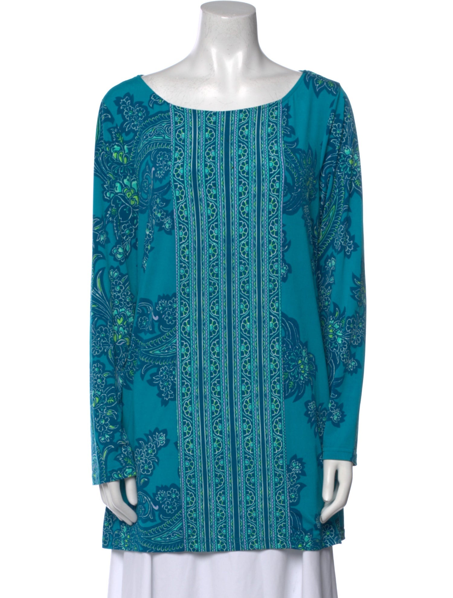 Bob Mackie Wearable Art Paisley Print Bateau Neckline Tunic