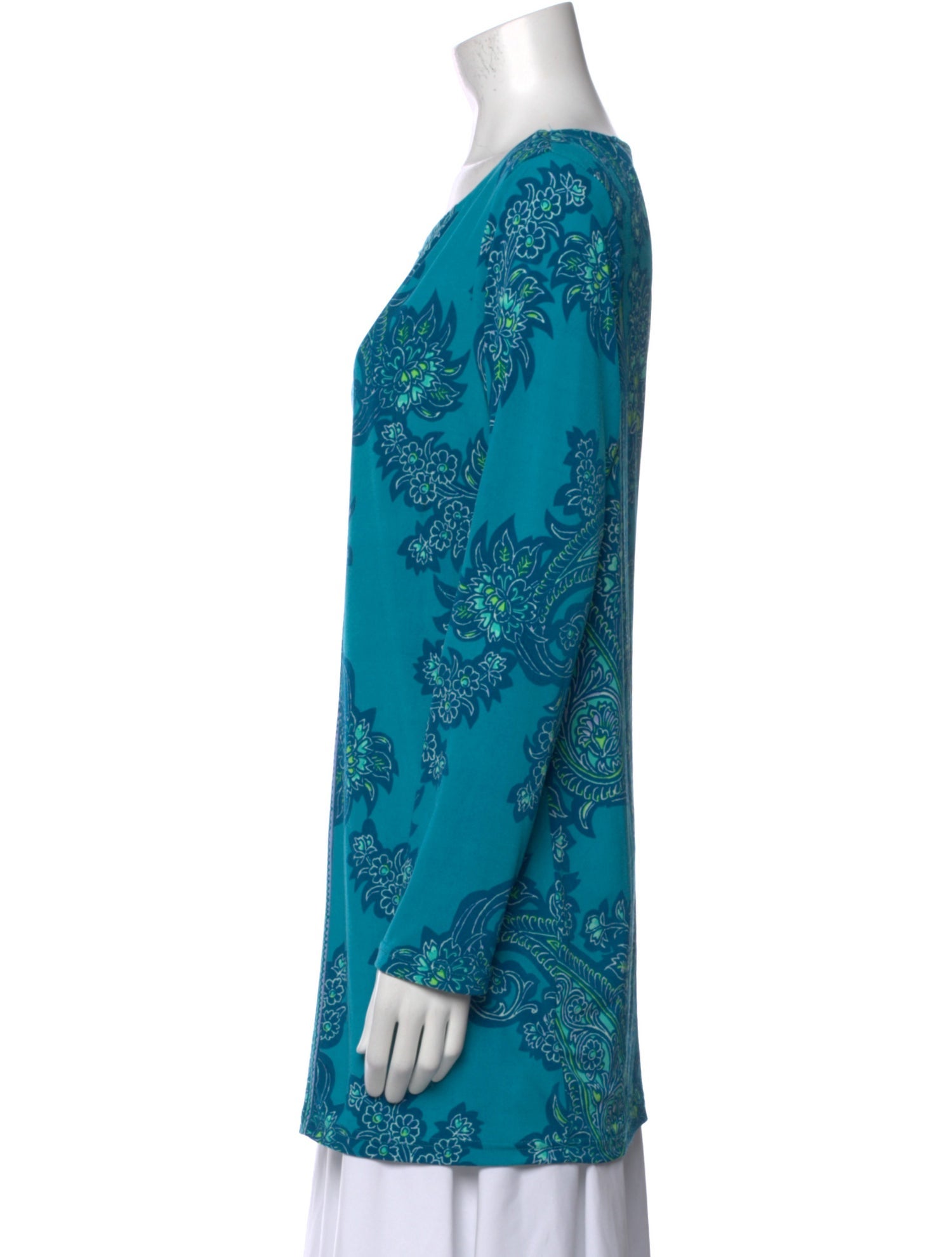 Bob Mackie Wearable Art Paisley Print Bateau Neckline Tunic