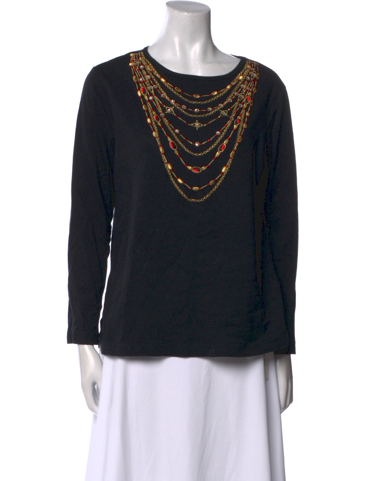 Bob Mackie Wearable Art Scoop Neck Long Sleeve Top