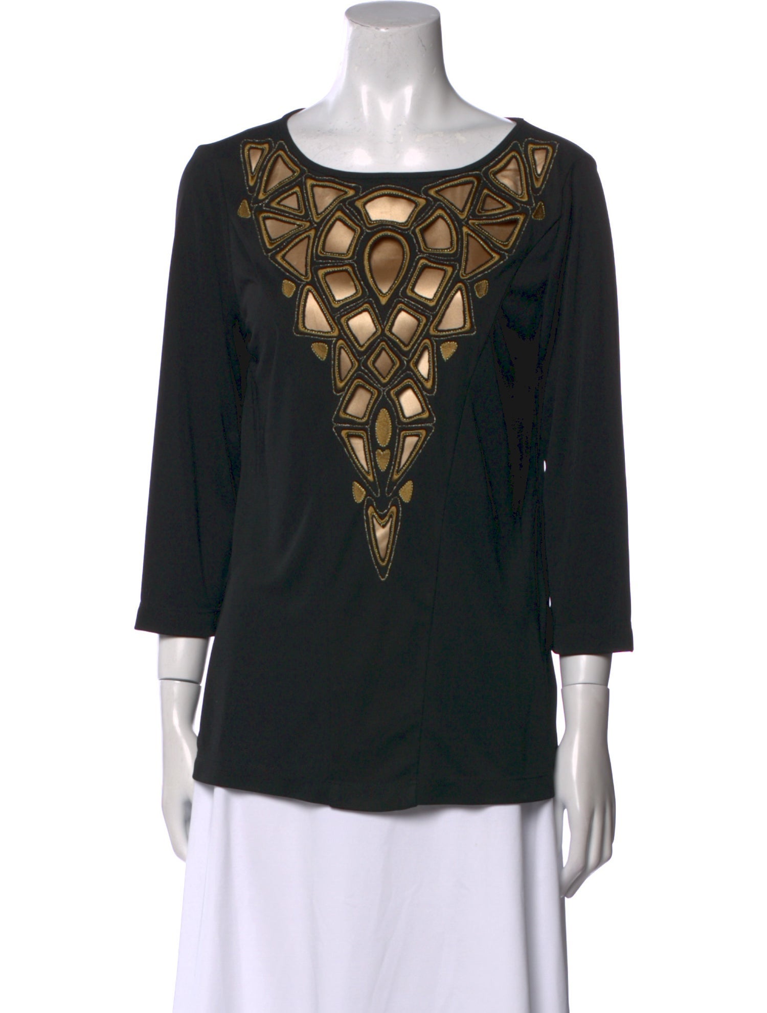 Bob Mackie Wearable Art Bateau Neckline Three-Quarter Sleeve Tunic