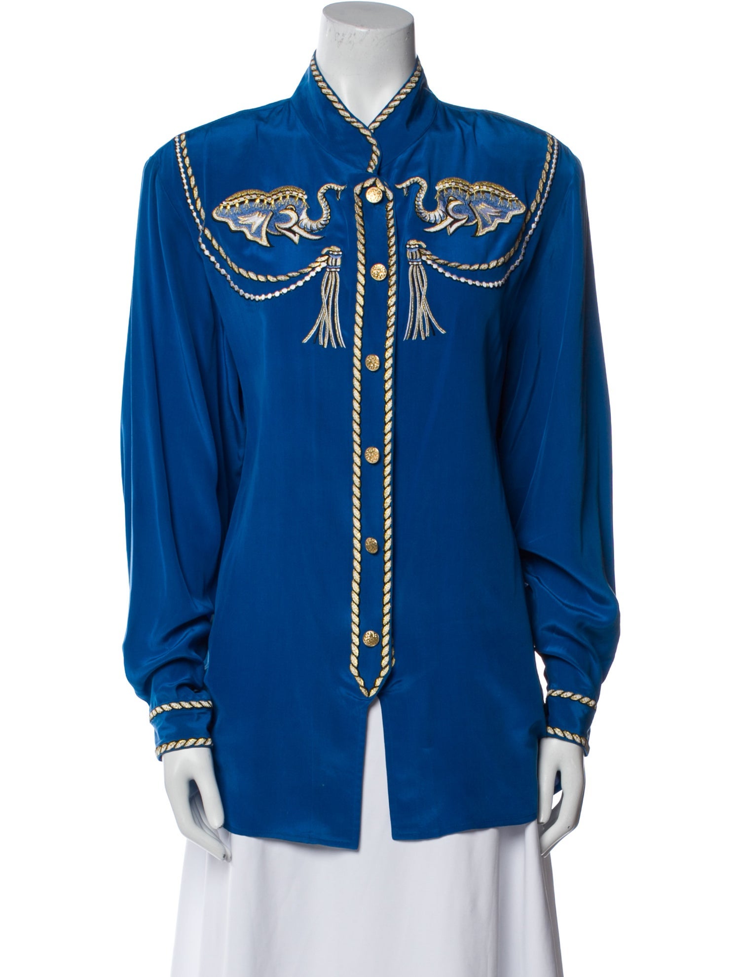 Bob Mackie Wearable Art Silk Mock Neck Tunic