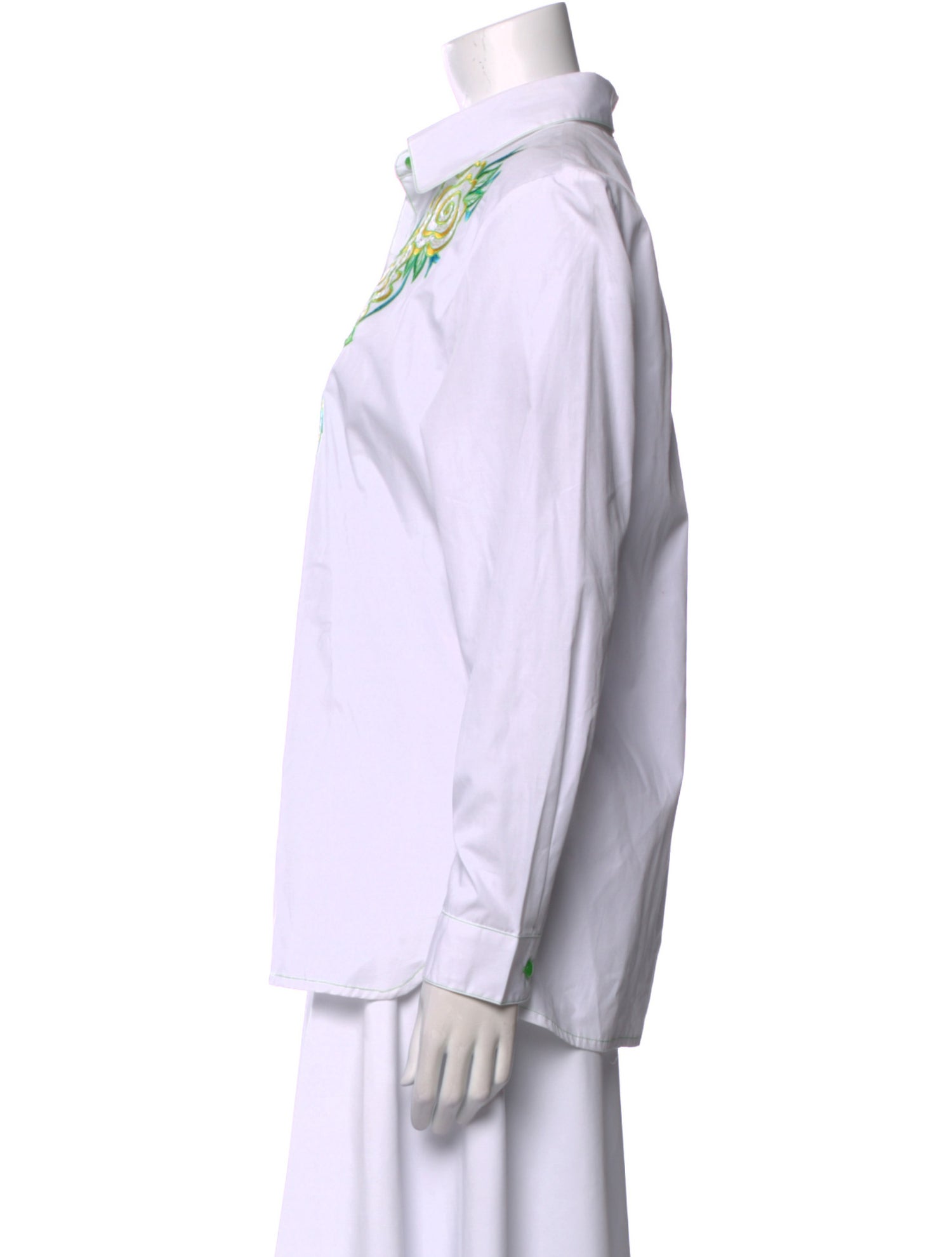 Bob Mackie Wearable Art Printed Long Sleeve Button-Up Top