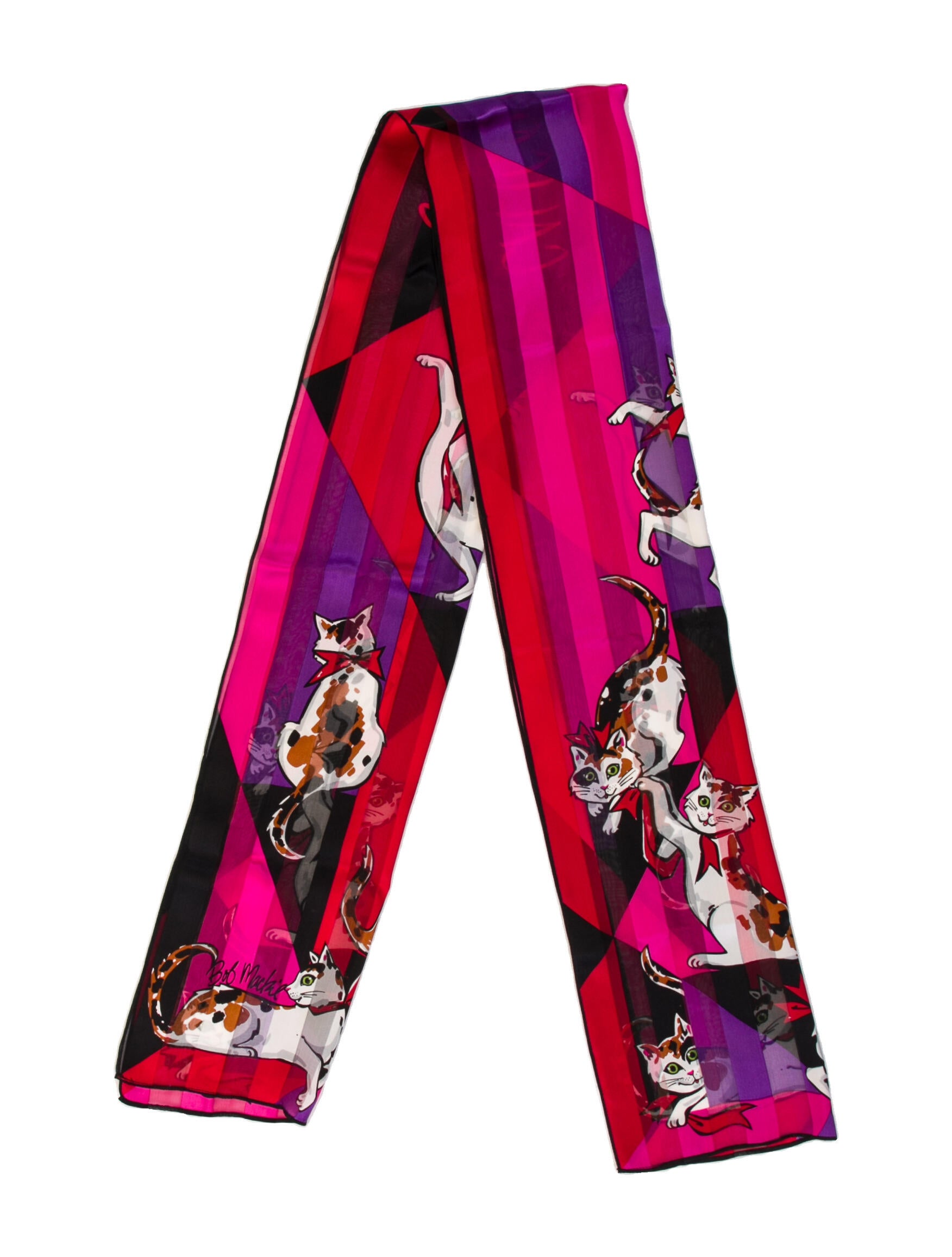 Bob Mackie Wearable Art Silk Striped Scarf