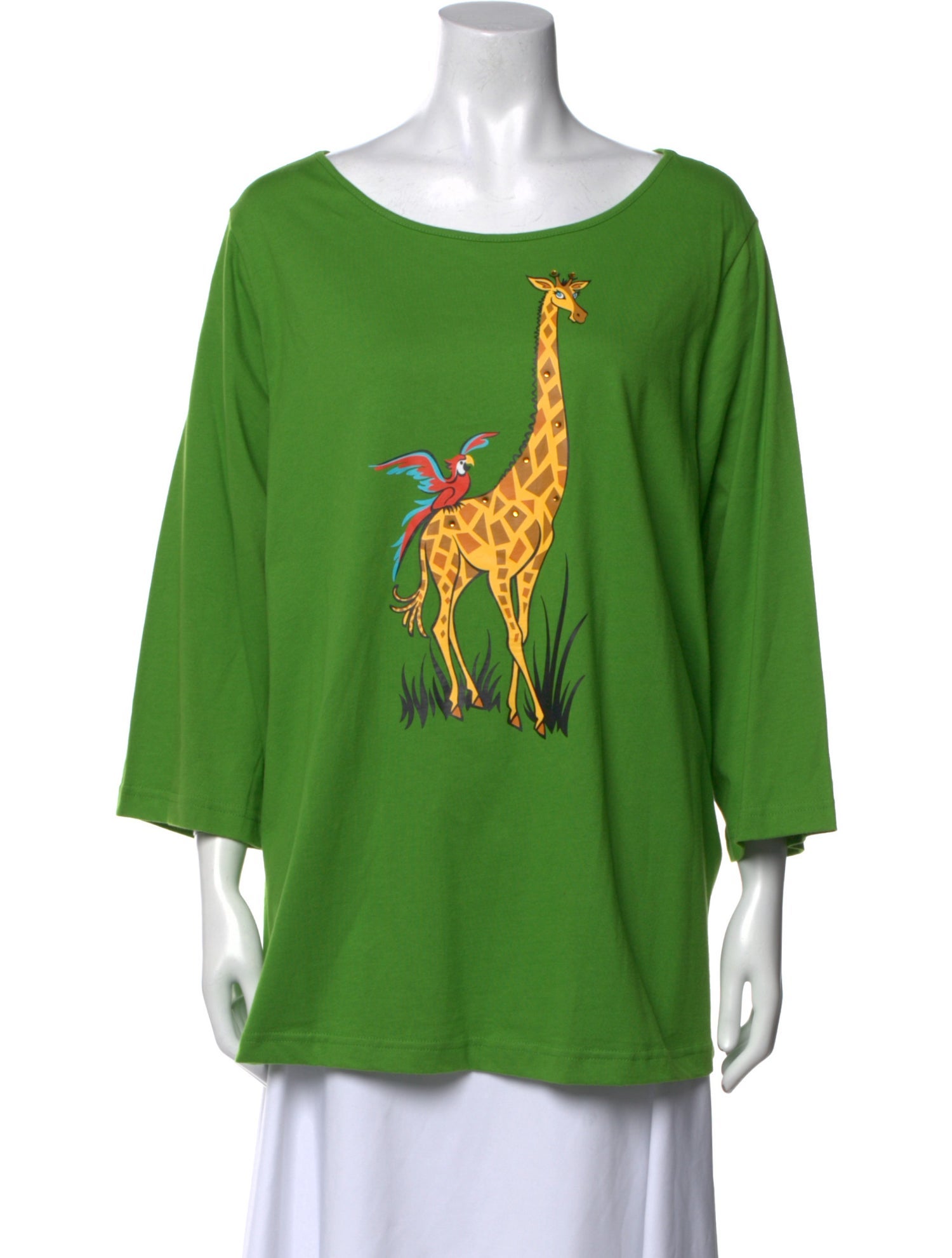 Bob Mackie Wearable Art Graphic Print Bateau Neckline T-Shirt