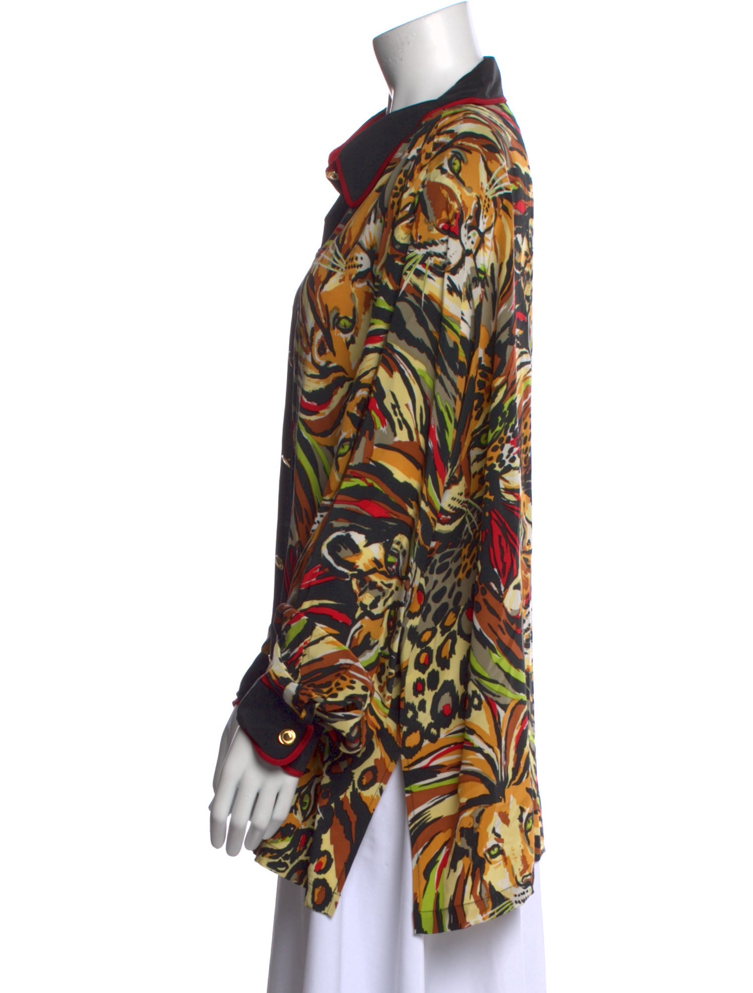 Bob Mackie Wearable Art Vintage Silk Button-Up Top