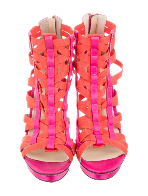 B Brian Atwood Satin Caged Sandals