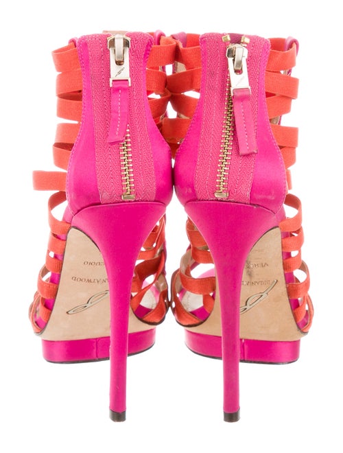 B Brian Atwood Satin Caged Sandals