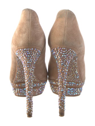 B Brian Atwood Suede Crystal Embellishments Pumps