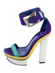 B Brian Atwood Suede Colorblock Pattern Sandals
