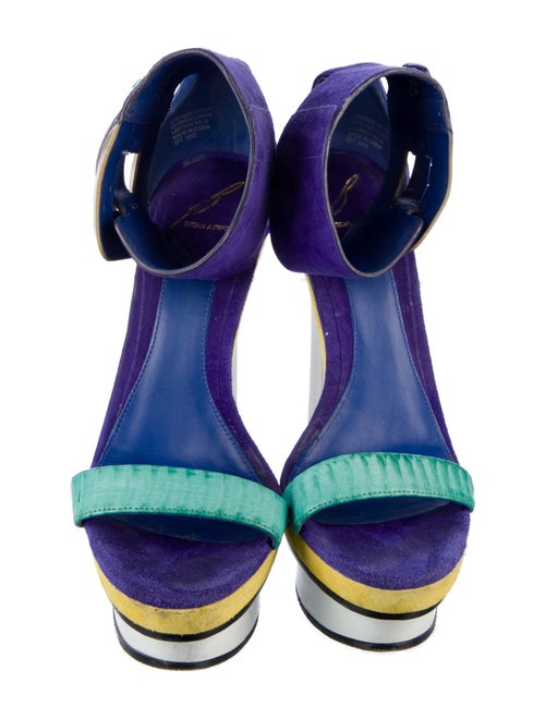 B Brian Atwood Suede Colorblock Pattern Sandals