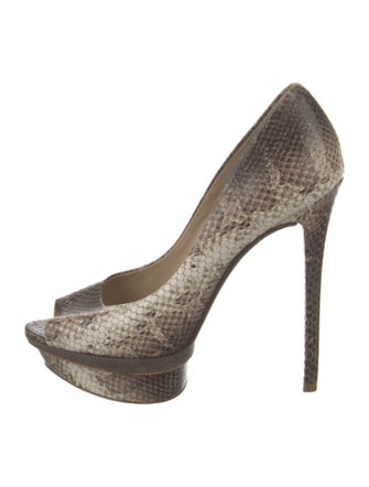 B Brian Atwood Embossed Leather Animal Print Pumps