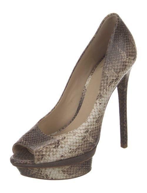 B Brian Atwood Embossed Leather Animal Print Pumps