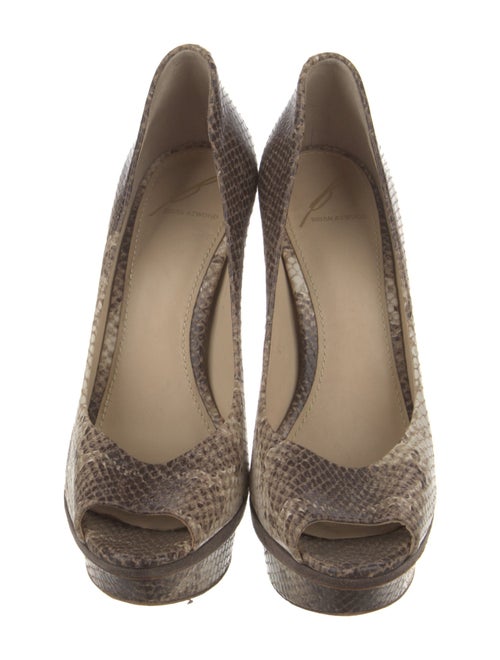 B Brian Atwood Embossed Leather Animal Print Pumps