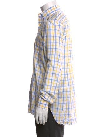 Barba Napoli Plaid Print Long Sleeve Dress Shirt