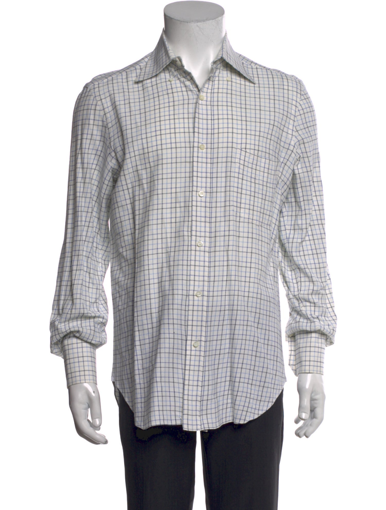 Barba Napoli Plaid Print Long Sleeve Dress Shirt