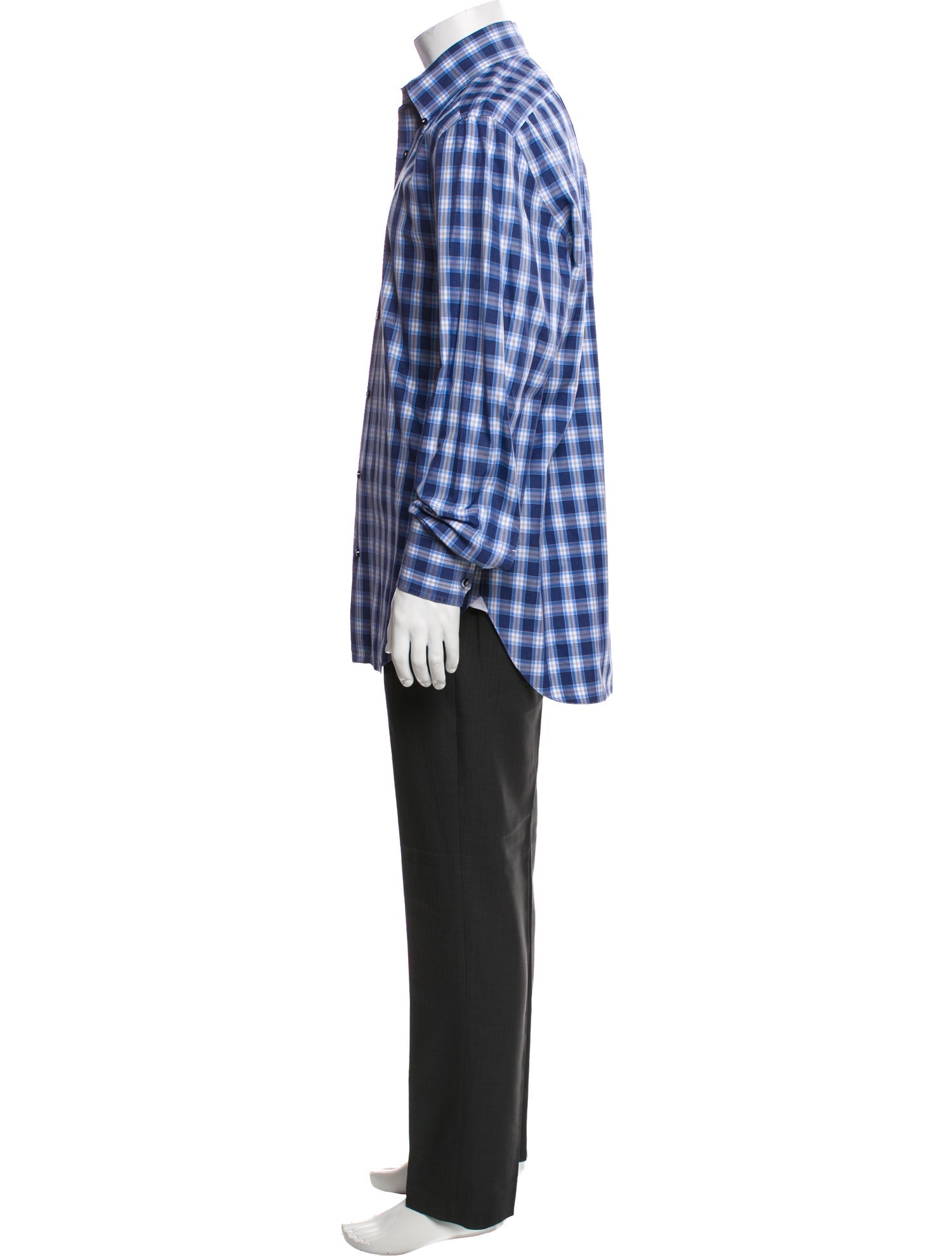 Barba Napoli Plaid Print Long Sleeve Dress Shirt