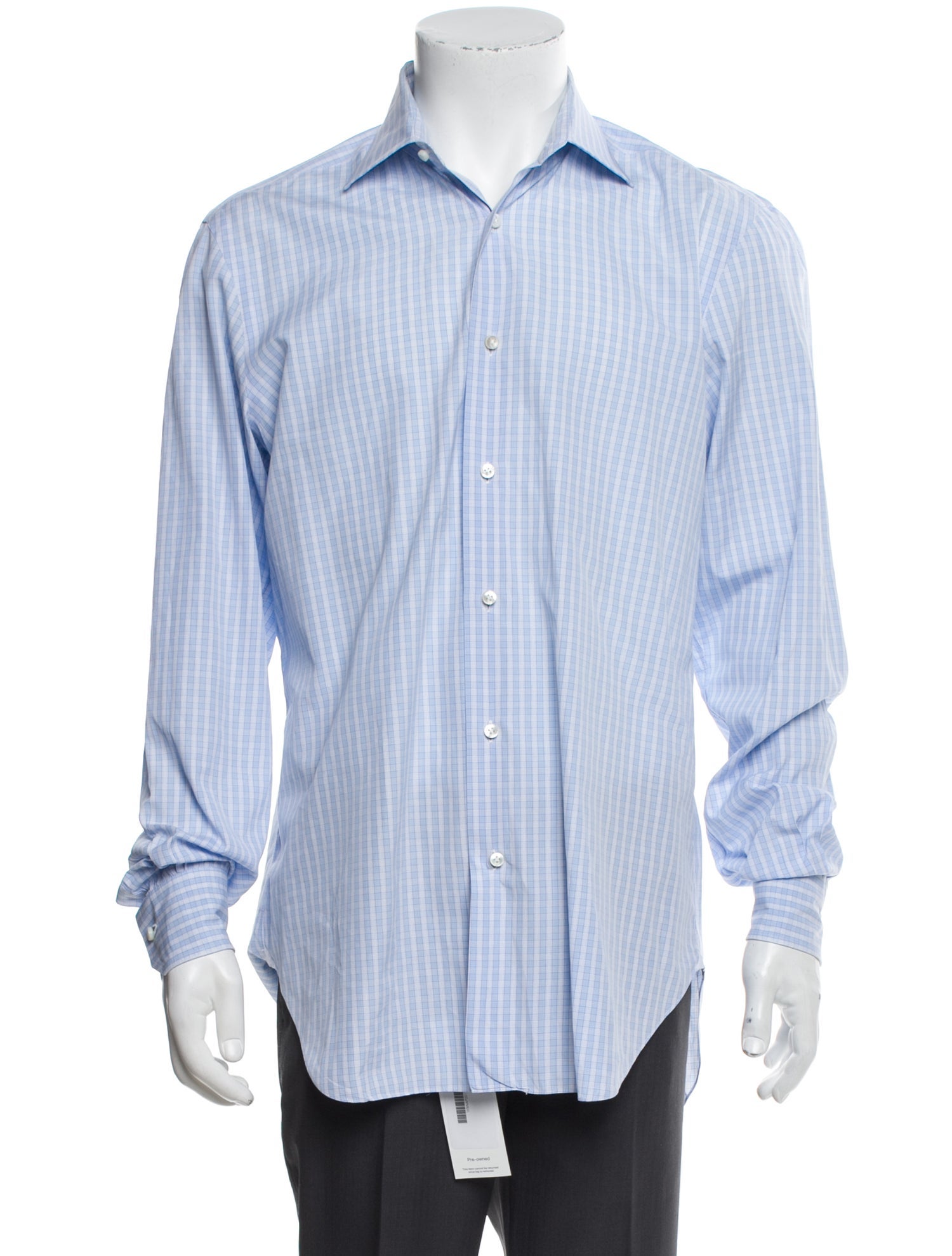 Barba Napoli Plaid Print Long Sleeve Dress Shirt