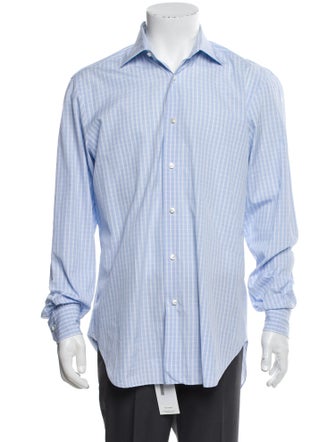 Barba Napoli Plaid Print Long Sleeve Dress Shirt