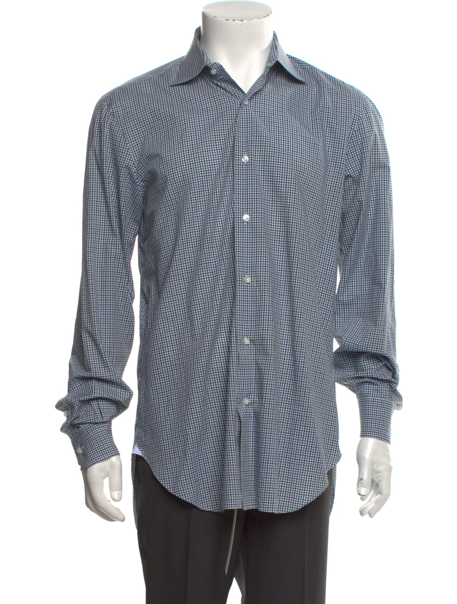 Barba Napoli Plaid Print Long Sleeve Dress Shirt