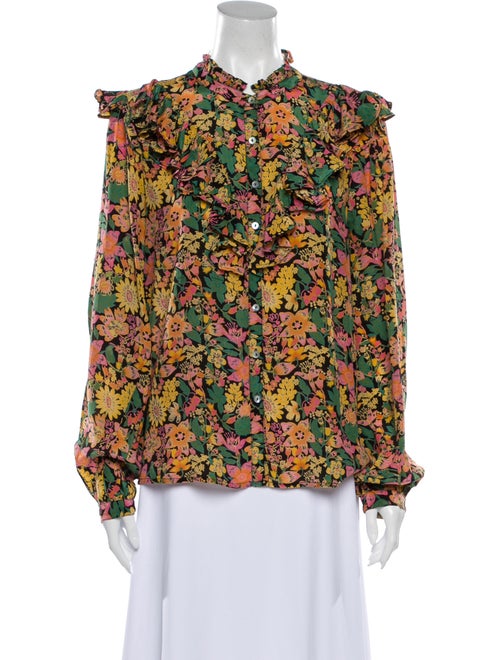 Banjanan Silk Floral Print Blouse Orange