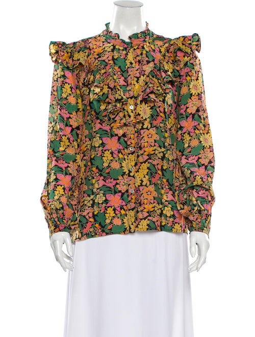 Banjanan Silk Floral Print Blouse Orange