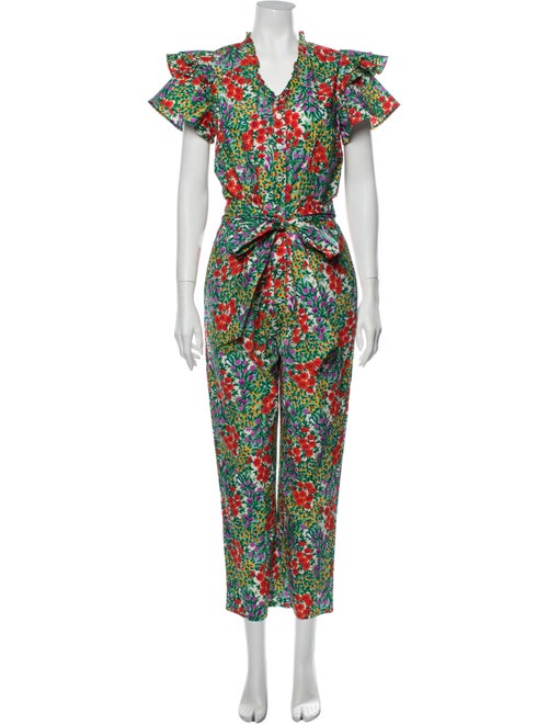 Banjanan Floral Print V-Neck Jumpsuit w/ Tags Gree