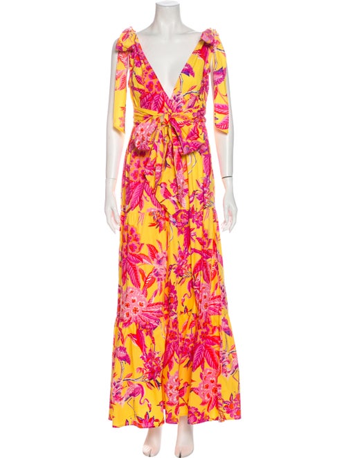 Banjanan Floral Print Long Dress Yellow