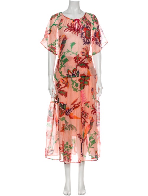 Banjanan Silk Floral Print Skirt Set Pink