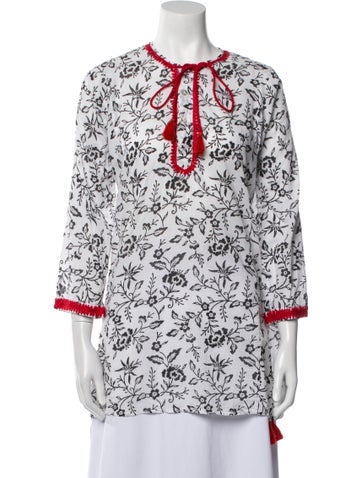 Banjanan Tops Floral Print V-Neck Tunic XS