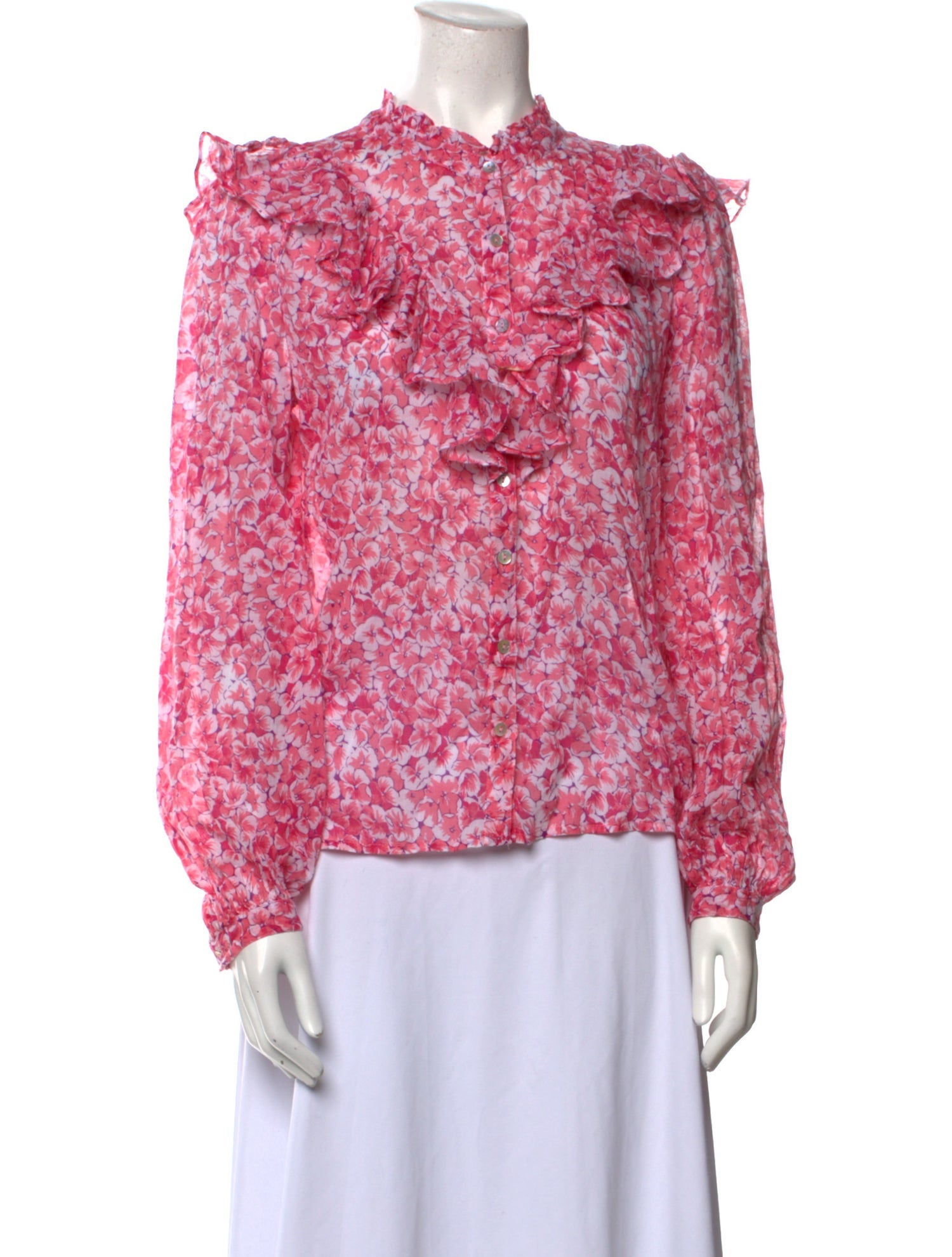 Banjanan Floral Print Mock Neck Blouse
