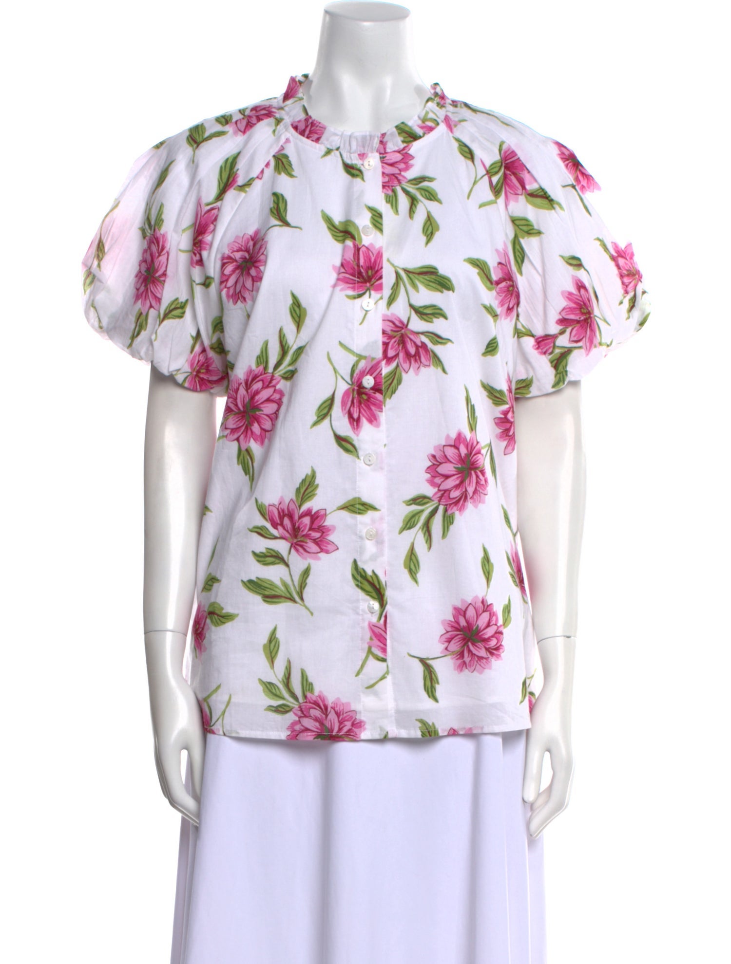 Banjanan Floral Print Crew Neck Button-Up Top w/ Tags