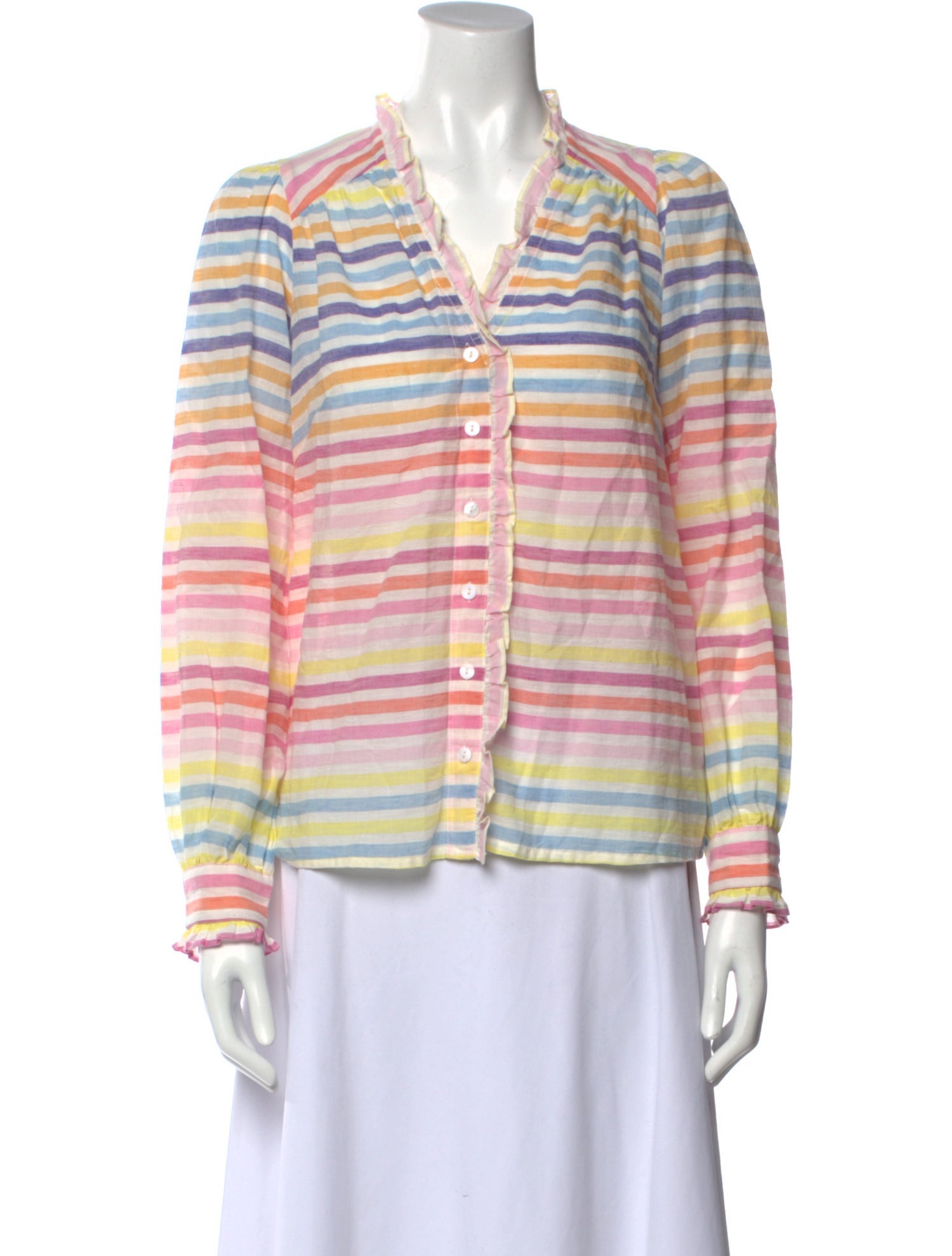 Banjanan Striped V-Neck Button-Up Top