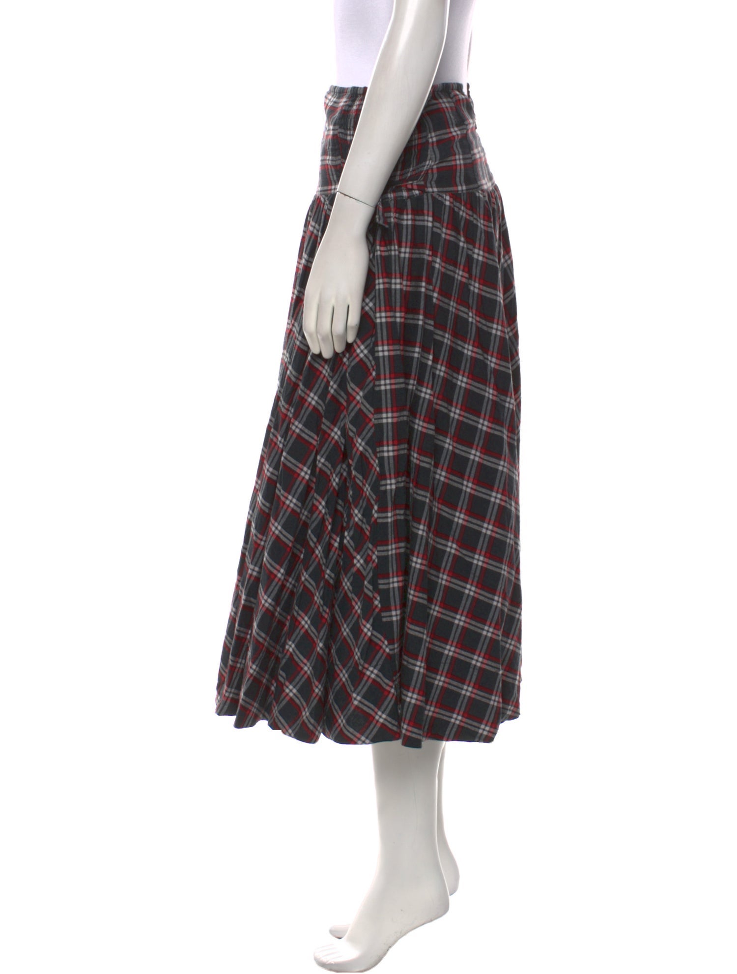 Banjanan Plaid Print Midi Length Skirt